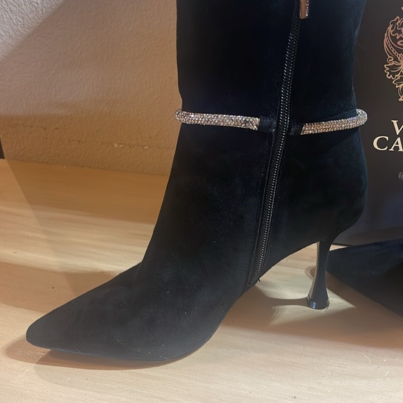 Vince Camuto suede heel boots rhinestones Carlyma sz 8.5 FINAL - Picture 7 of 17